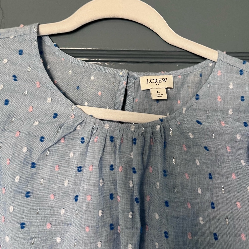 J.Crew Blue Ruffle Blouse - Picture 2 of 2